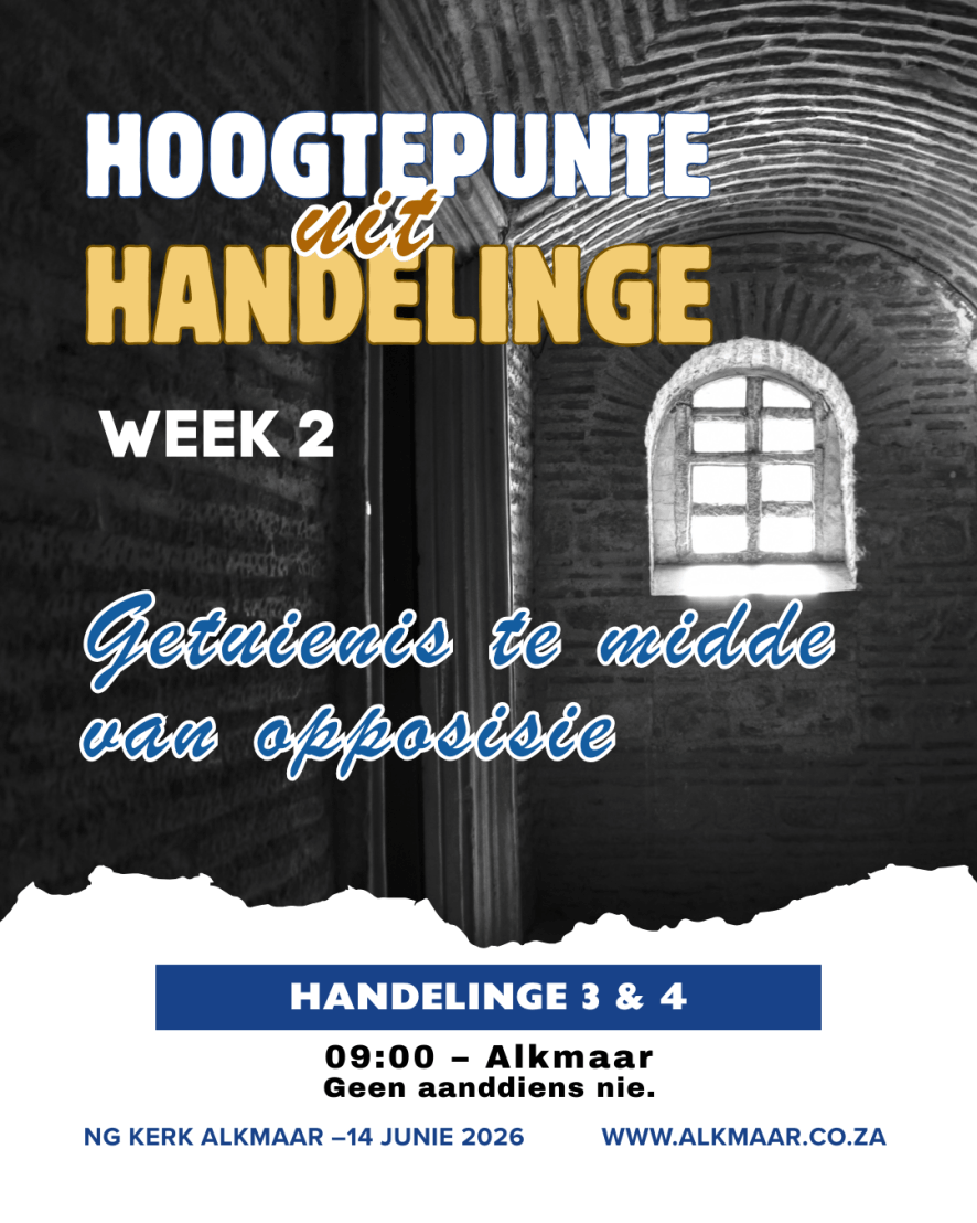 14 Junie diens te Alkmaar 09:00 (geen aanddiens nie)